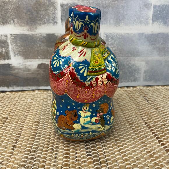 Vtg Wooden Solid Russian Hand Carved Ded Moroz Santa Claus 7" folklore figurine - Picture 8 of 16